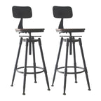 Tabourets de bar pivotants en métal et cuir de style industriel avec dossier