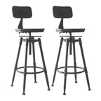 Tabourets de bar pivotants en métal et cuir de style industriel avec dossier