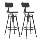 Tabourets de bar pivotants en métal et cuir de style industriel avec dossier