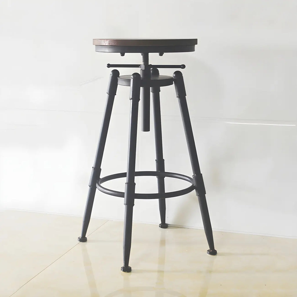 Tabourets de bar pivotants en métal et cuir de style industriel avec dossier
