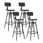 Tabourets de bar pivotants en métal et cuir de style industriel avec dossier