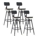 Tabourets de bar pivotants en métal et cuir de style industriel avec dossier