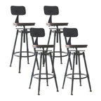 Tabourets de bar pivotants en métal et cuir de style industriel avec dossier