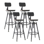 Tabourets de bar pivotants en métal et cuir de style industriel avec dossier