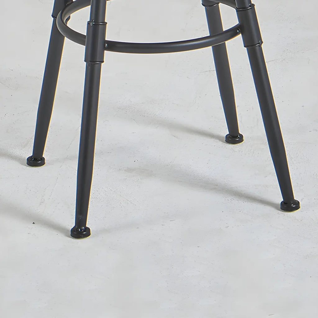 Tabourets de bar pivotants en métal et cuir de style industriel avec dossier