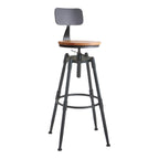 Tabourets de bar pivotants en métal et cuir de style industriel avec dossier