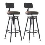 Tabourets de bar pivotants en métal et cuir de style industriel avec dossier