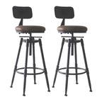 Tabourets de bar pivotants en métal et cuir de style industriel avec dossier
