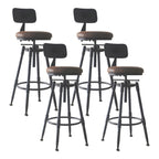 Tabourets de bar pivotants en métal et cuir de style industriel avec dossier