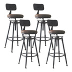 Tabourets de bar pivotants en métal et cuir de style industriel avec dossier