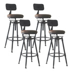 Tabourets de bar pivotants en métal et cuir de style industriel avec dossier