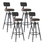 Tabourets de bar pivotants en métal et cuir de style industriel avec dossier
