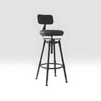 Tabourets de bar pivotants en métal et cuir de style industriel avec dossier