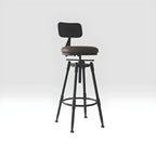 Tabourets de bar pivotants en métal et cuir de style industriel avec dossier