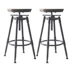 Tabourets de bar pivotants en métal et cuir de style industriel avec dossier