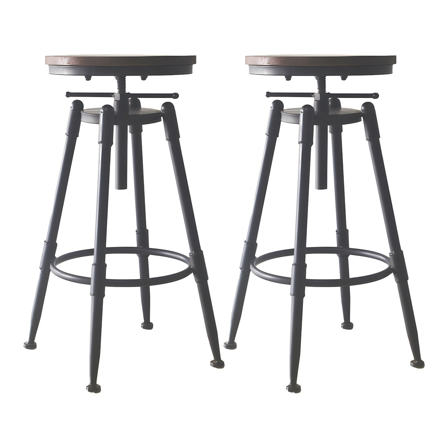 Tabourets de bar pivotants en métal et cuir de style industriel avec dossier