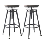 Tabourets de bar pivotants en métal et cuir de style industriel avec dossier