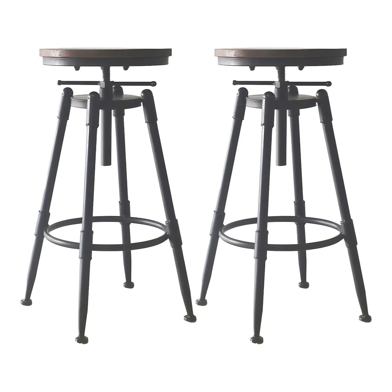 Tabourets de bar pivotants en métal et cuir de style industriel avec dossier