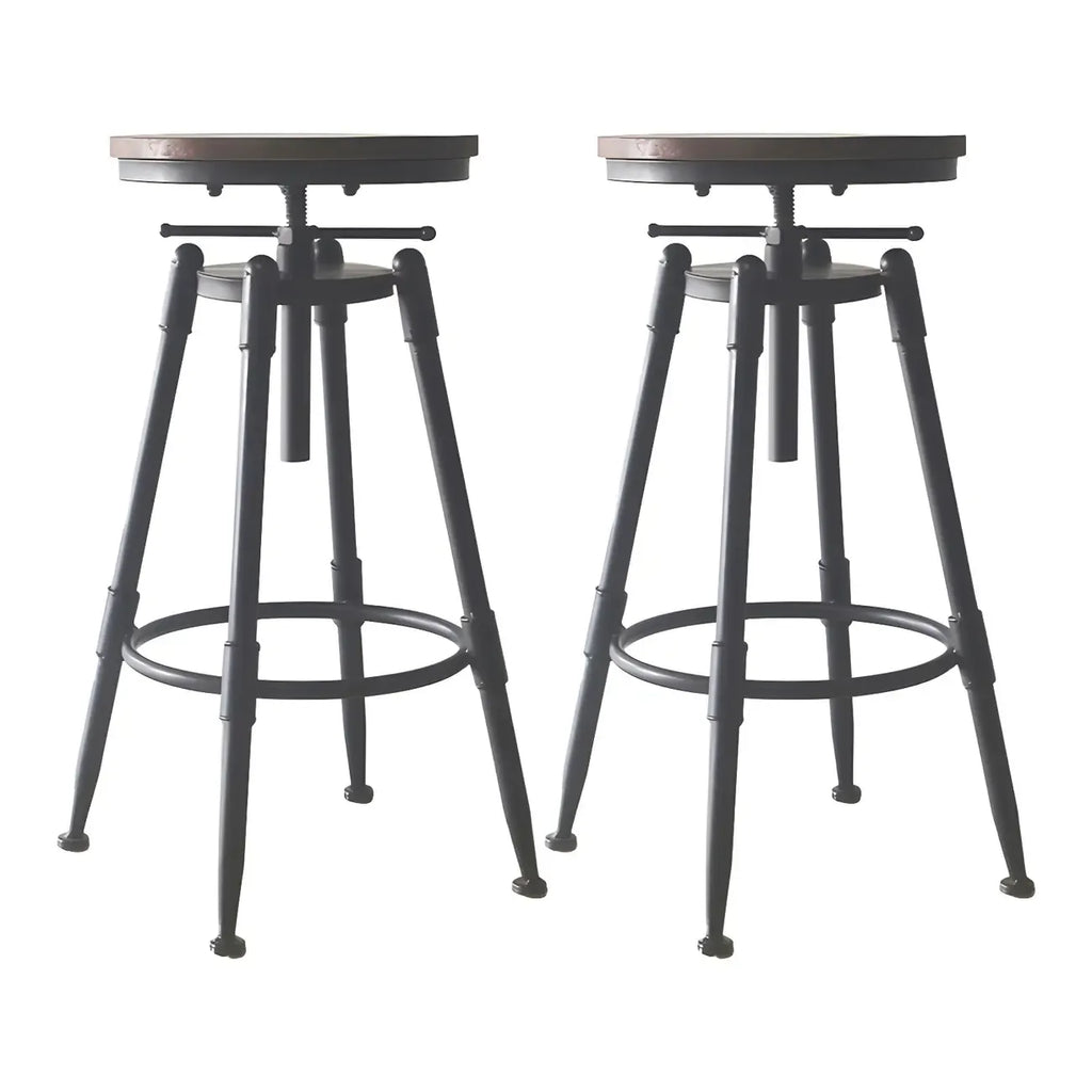 Tabourets de bar pivotants en métal et cuir de style industriel avec dossier