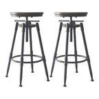 Tabourets de bar pivotants en métal et cuir de style industriel avec dossier