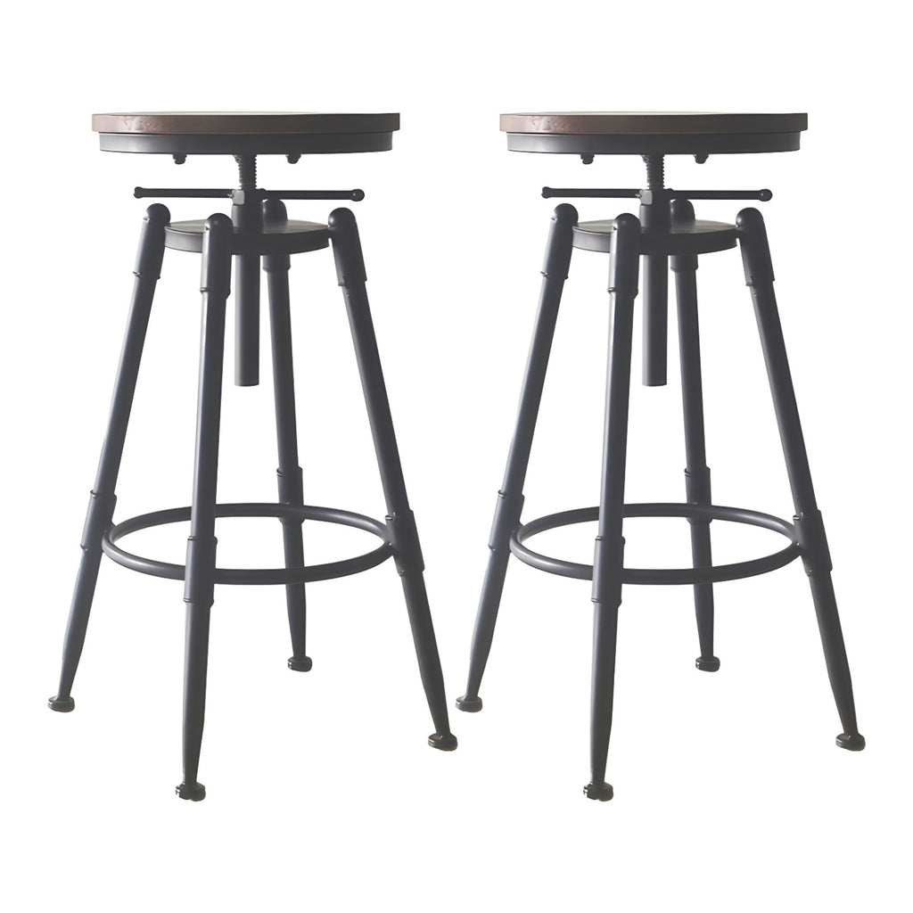 Tabourets de bar pivotants en métal et cuir de style industriel avec dossier