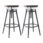 Tabourets de bar pivotants en métal et cuir de style industriel avec dossier