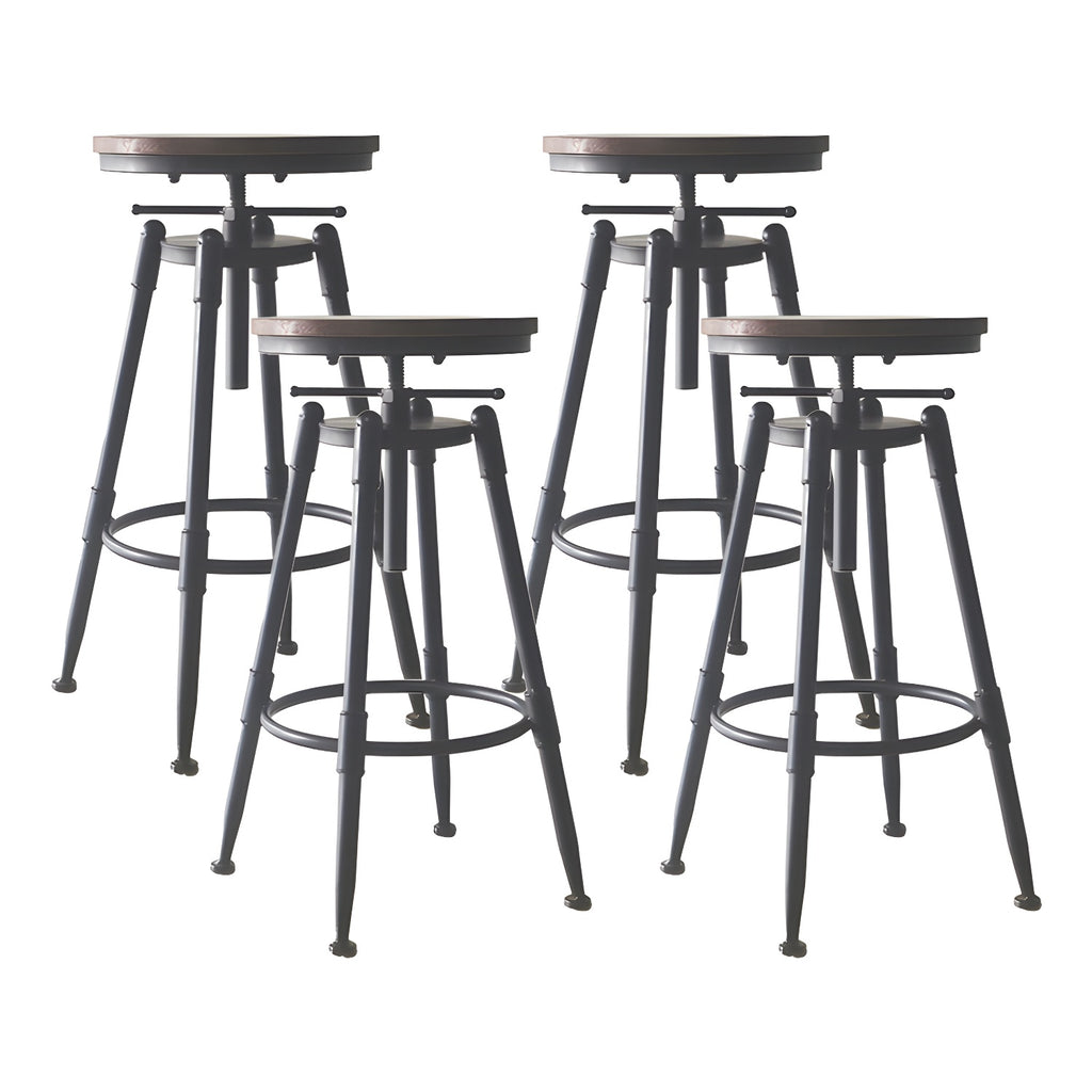 Tabourets de bar pivotants en métal et cuir de style industriel avec dossier