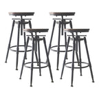 Tabourets de bar pivotants en métal et cuir de style industriel avec dossier