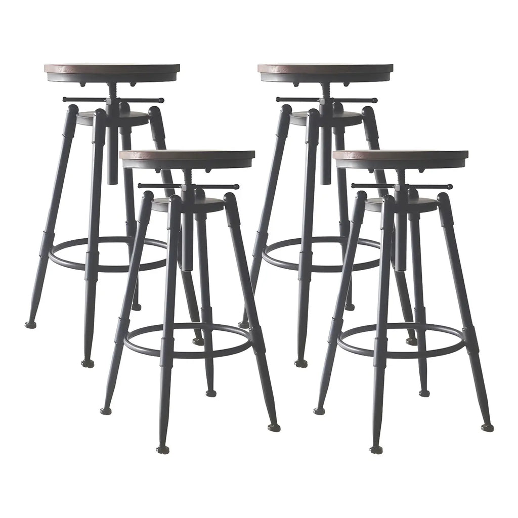 Tabourets de bar pivotants en métal et cuir de style industriel avec dossier
