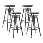 Tabourets de bar pivotants en métal et cuir de style industriel avec dossier