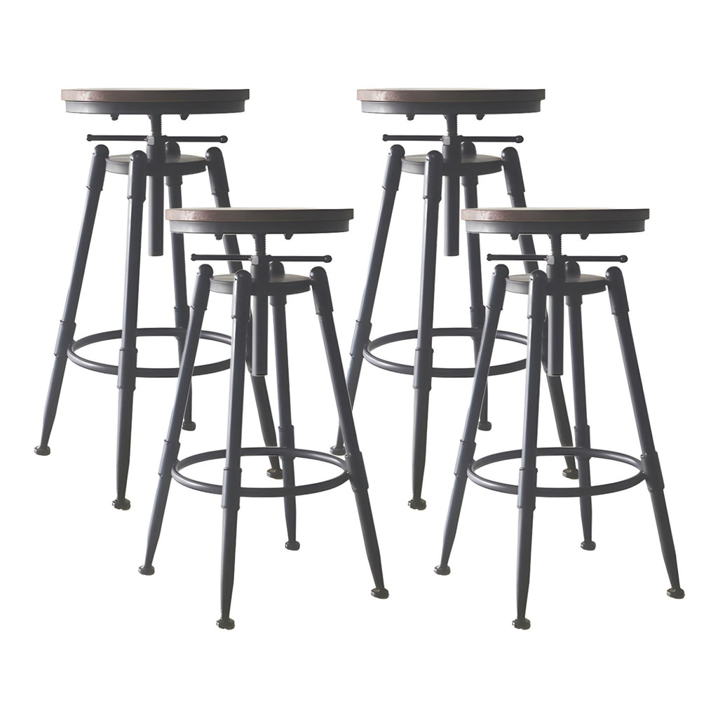 Tabourets de bar pivotants en métal et cuir de style industriel avec dossier