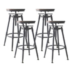 Tabourets de bar pivotants en métal et cuir de style industriel avec dossier