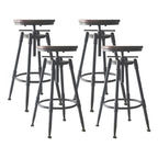 Tabourets de bar pivotants en métal et cuir de style industriel avec dossier