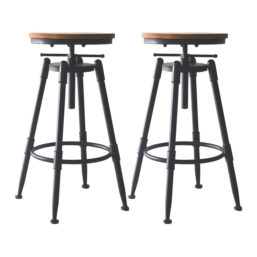 Tabourets de bar pivotants en métal et cuir de style industriel avec dossier