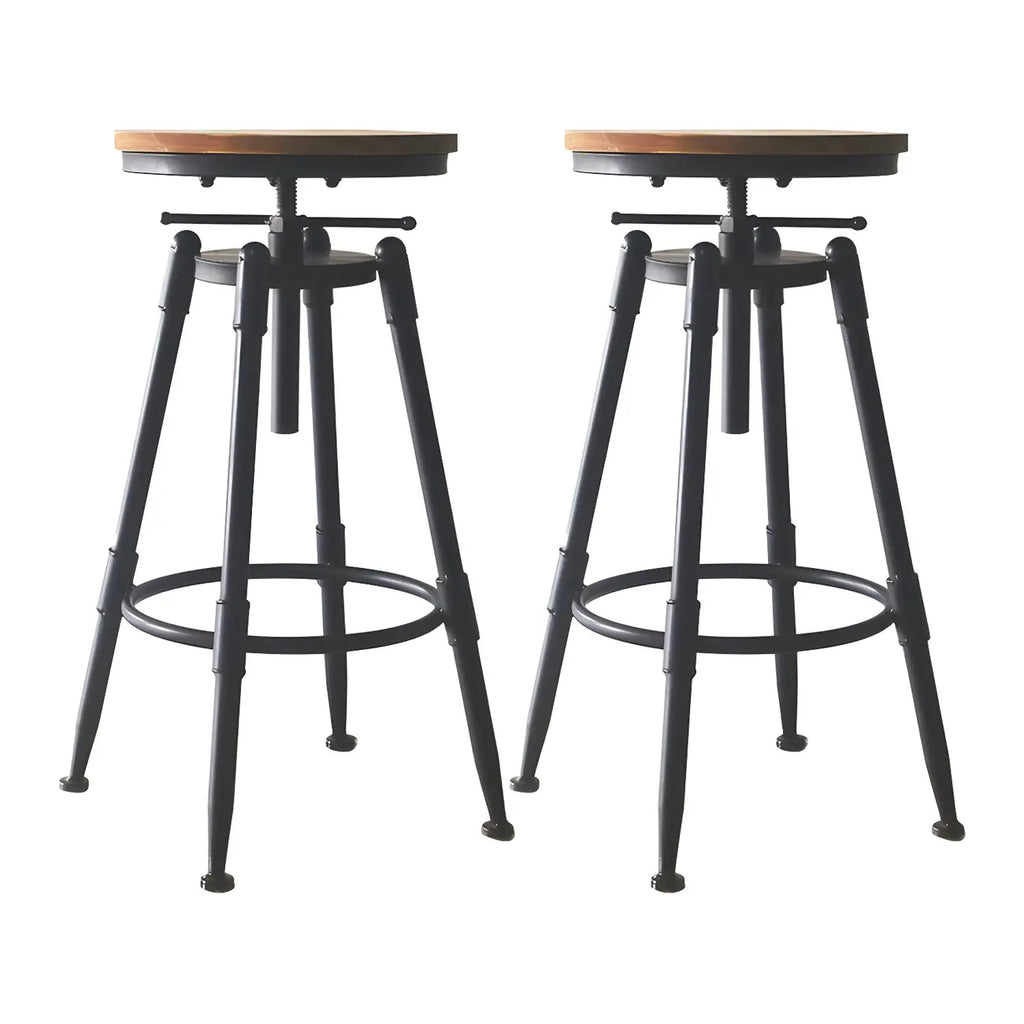 Tabourets de bar pivotants en métal et cuir de style industriel avec dossier