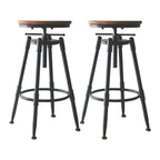 Tabourets de bar pivotants en métal et cuir de style industriel avec dossier