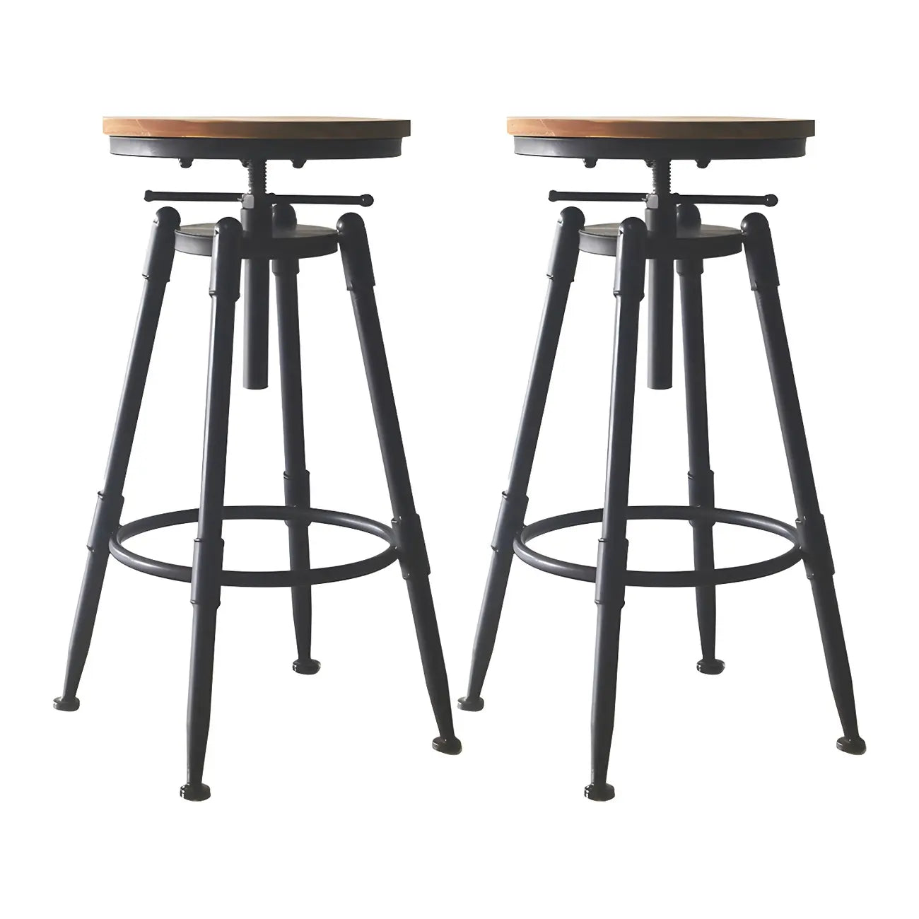 Tabourets de bar pivotants en métal et cuir de style industriel avec dossier