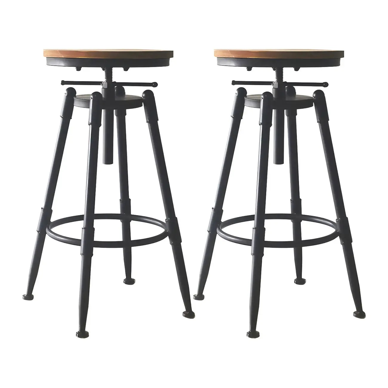 Tabourets de bar pivotants en métal et cuir de style industriel avec dossier