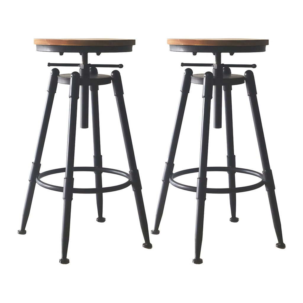 Tabourets de bar pivotants en métal et cuir de style industriel avec dossier