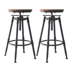 Tabourets de bar pivotants en métal et cuir de style industriel avec dossier