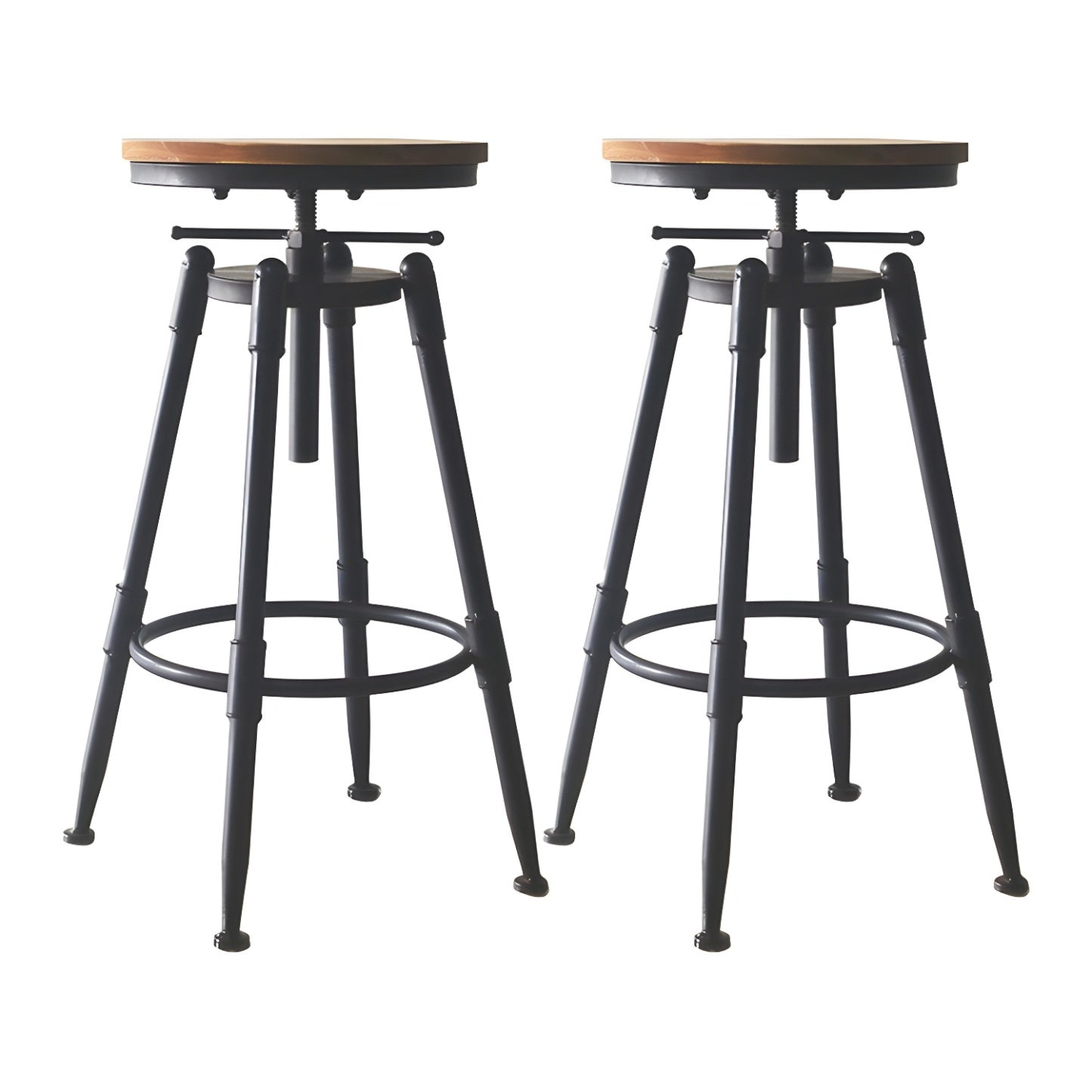 Tabourets de bar pivotants en métal et cuir de style industriel avec dossier