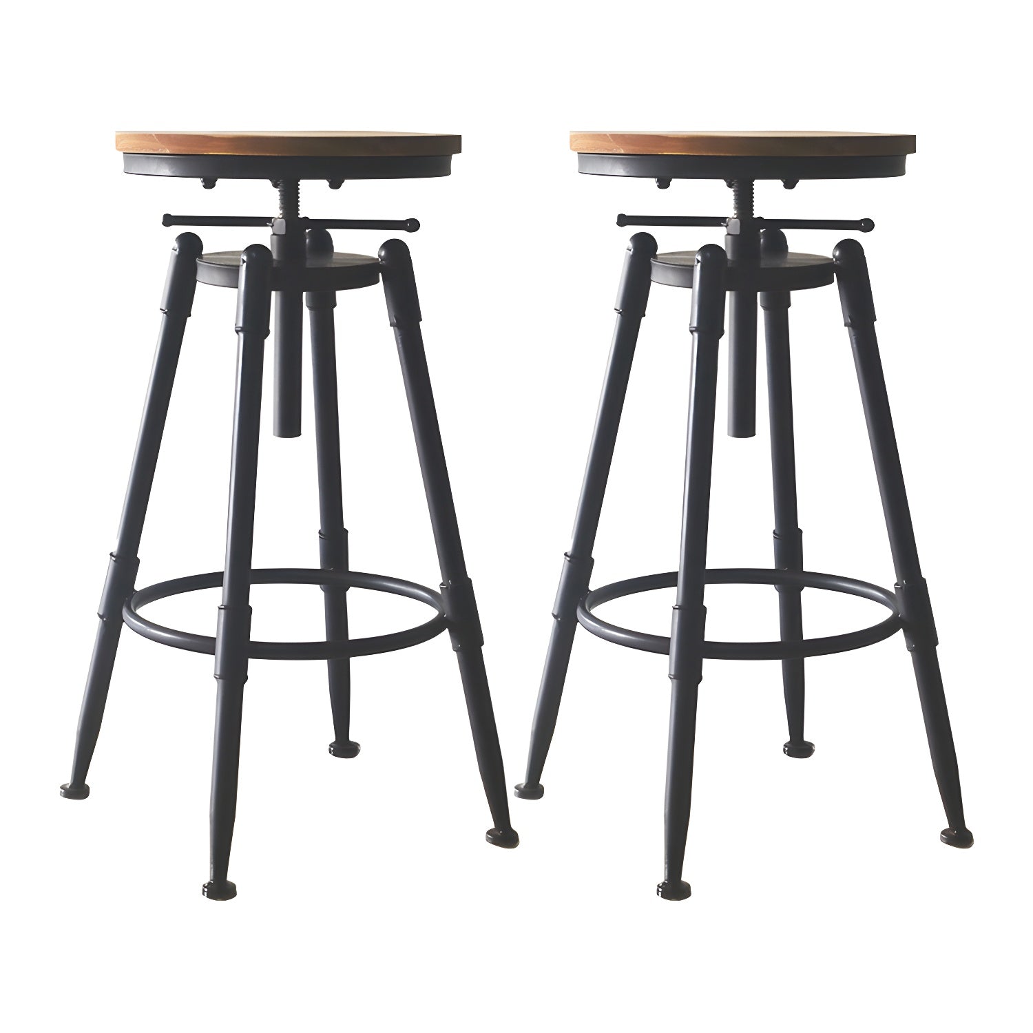 Tabourets de bar pivotants en métal et cuir de style industriel avec dossier