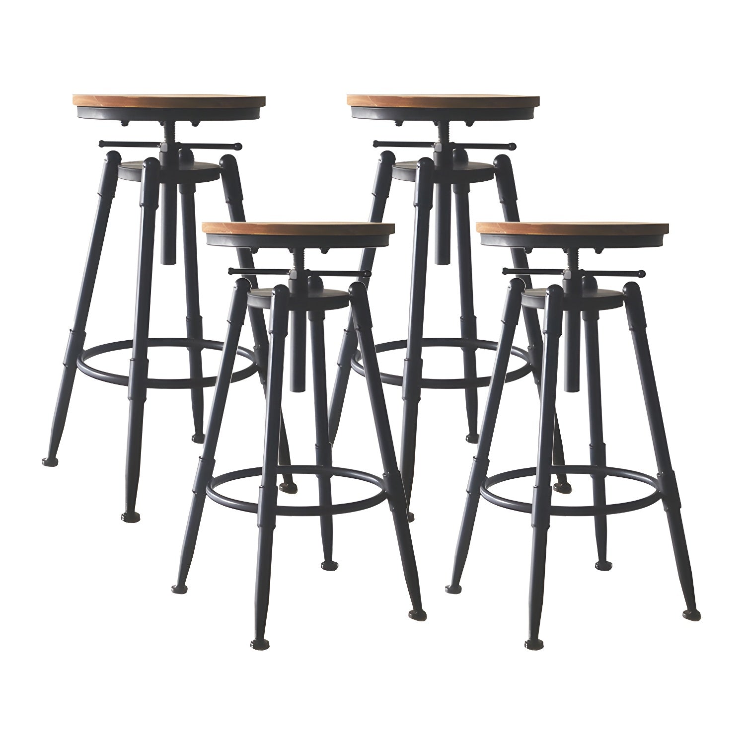 Tabourets de bar pivotants en métal et cuir de style industriel avec dossier