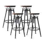 Tabourets de bar pivotants en métal et cuir de style industriel avec dossier