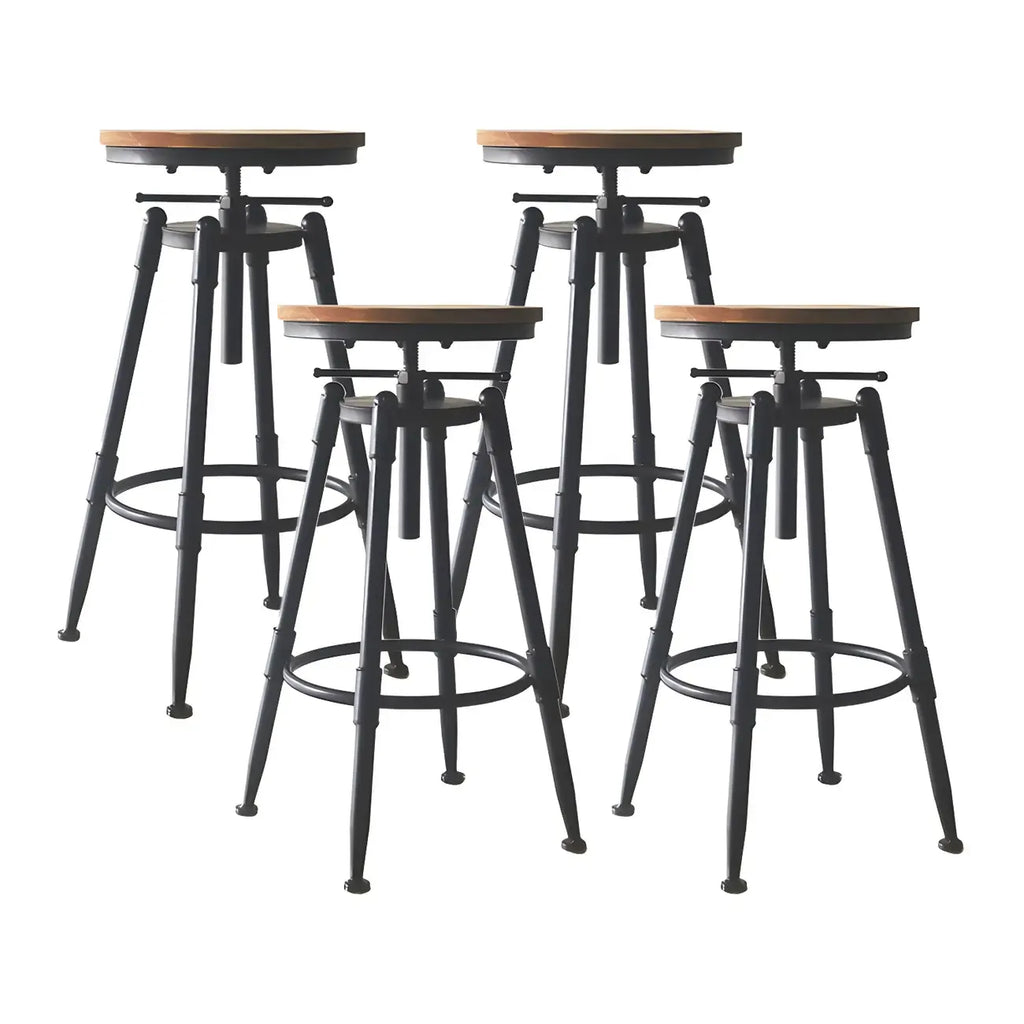 Tabourets de bar pivotants en métal et cuir de style industriel avec dossier