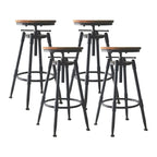 Tabourets de bar pivotants en métal et cuir de style industriel avec dossier