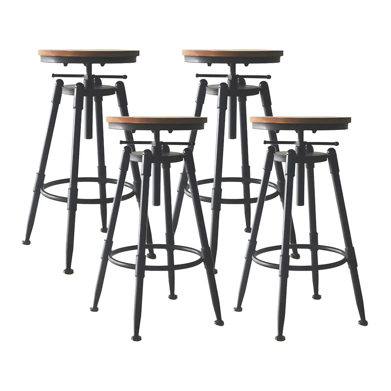 Tabourets de bar pivotants en métal et cuir de style industriel avec dossier