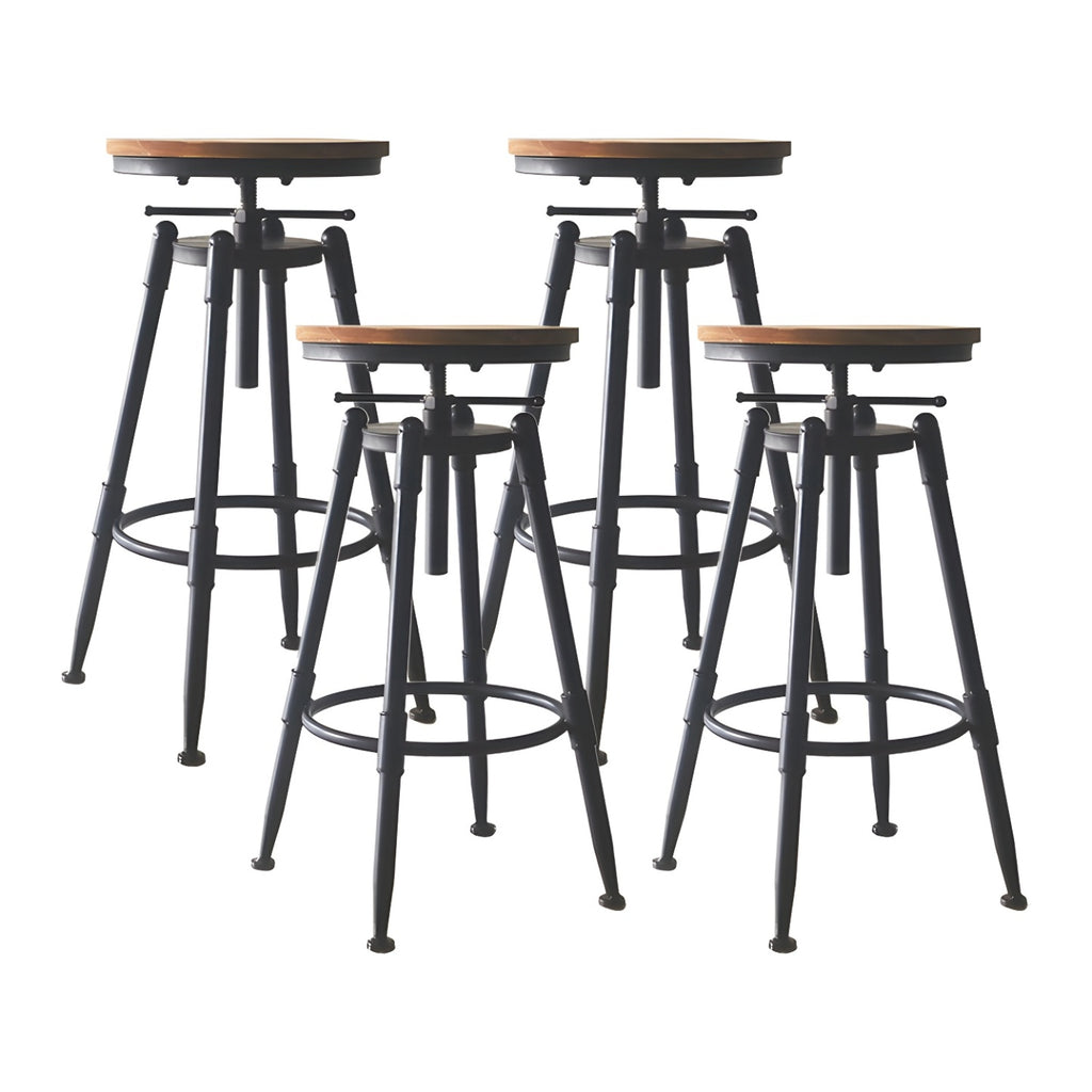 Tabourets de bar pivotants en métal et cuir de style industriel avec dossier