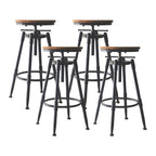 Tabourets de bar pivotants en métal et cuir de style industriel avec dossier