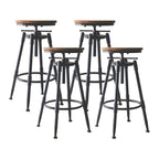 Tabourets de bar pivotants en métal et cuir de style industriel avec dossier